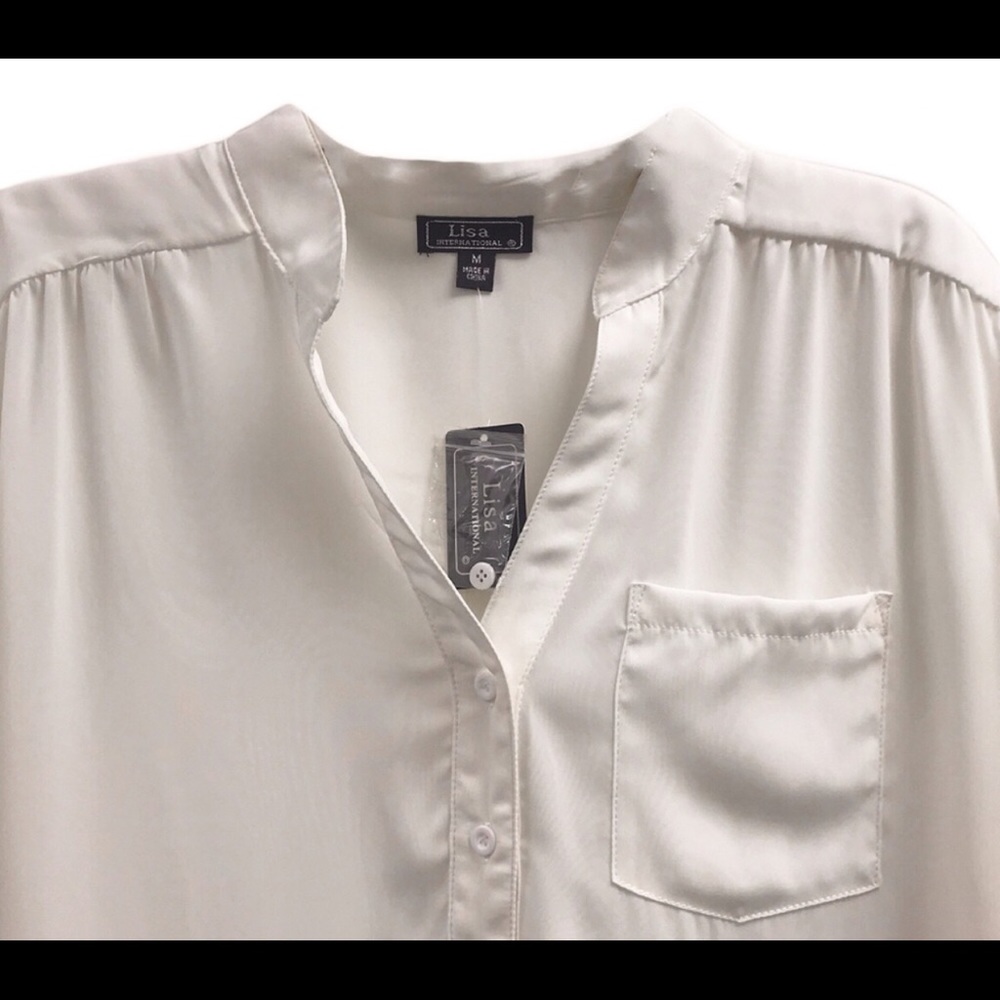 Women Casual Chiffon Cuffed Sleeve Blouse - Picture 3 of 5